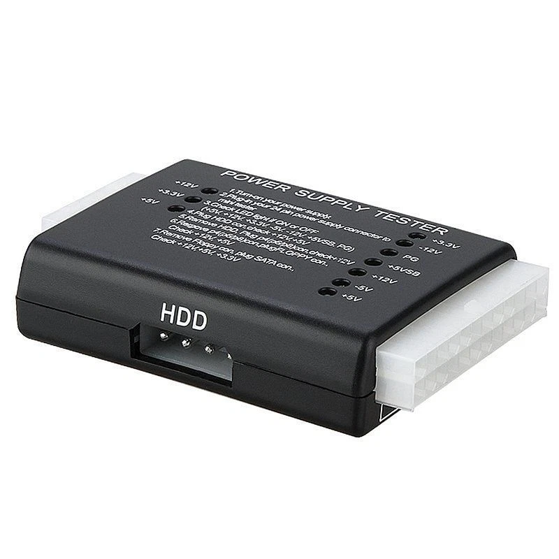 Probador de fuente de alimentación de 20/24 pines para computadora PC con conectores PSU ATX SATA HDD Foto 2 de 4