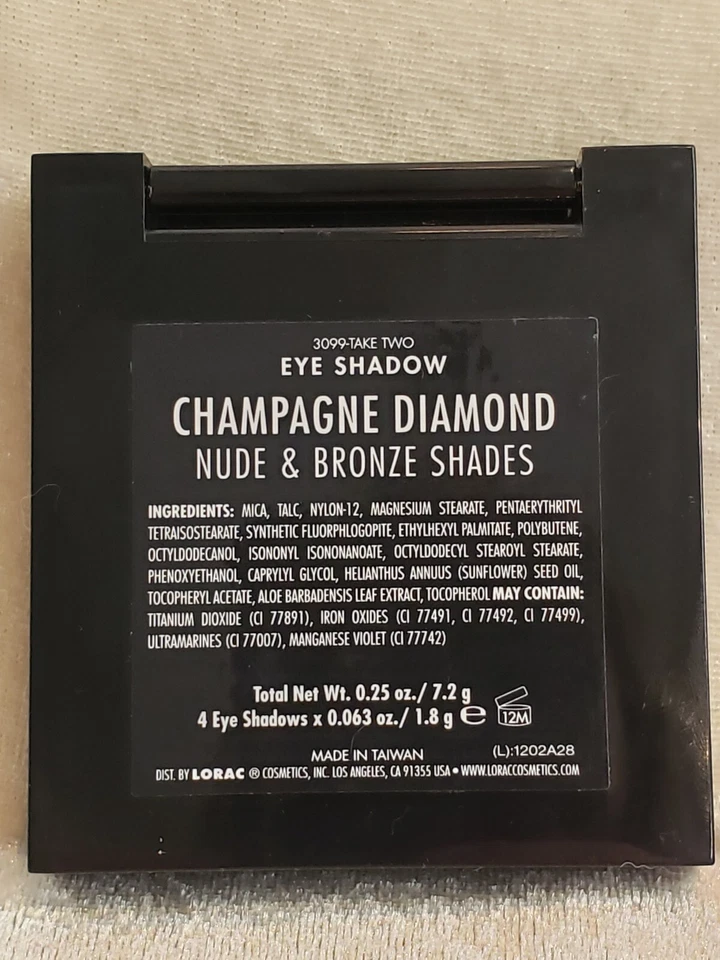 Sombra de ojos LORAC cuádruple CHAMPAGNE DIAMOND tonos desnudos y bronce 0,25 oz 7,2 g NUEVO Foto 2 de 4