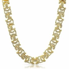 18K Gold Heavy Jumbo Byzantine Iced Out Chain
