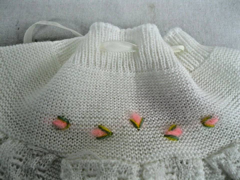 De colección. Suéter para bebé tejido crema/rosa LOVE SPUN por celebridad Bloomers 3-6 M Japón Foto 2 de 4