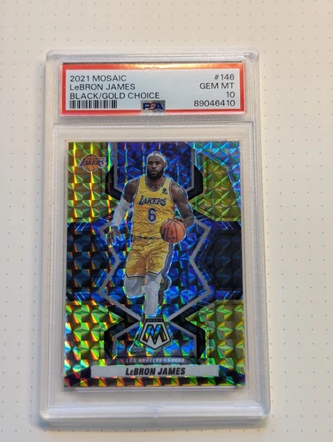 2021-22 Panini Mosaic LeBron James Choice Black Gold /8 SSP #146 Lakers PSA 10