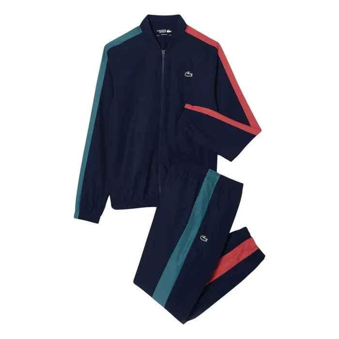 Lacoste Full Tracksuit Set Top Bottoms Blue WH8334 Mens Size