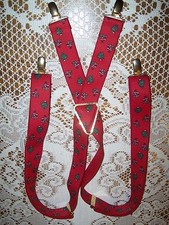 Vtg Santa Claus Christmas Holiday Red Suspenders CAS West Germany X-Back Clips
