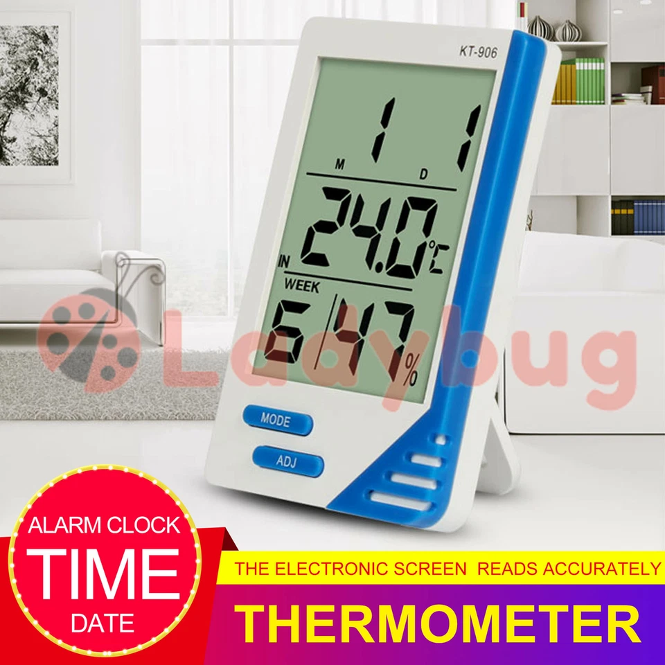 THERMOMETER HYGROMETER INDOOR OUTDOOR TEMPERATURE HUMIDITY METER DIGITAL WEEK
