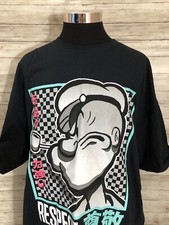 Popeye Shirt Mens 3XL Respect Kanji Crew Neck Tee Shirt Made In USA Black N39