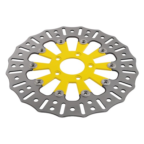2x Disco de rotor de freno delantero amarillo para Harley-Davidson Sportster Iron 883 2014-2024 - Imagen 8 de 11
