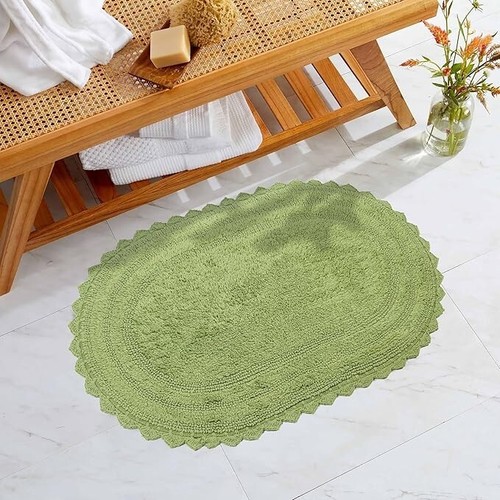 Royal Blaze Bath Mat Crochet Reversible Washable Plush Rug - Oval Medium 21"x34" - Picture 35 of 44