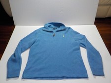 Polo Ralph Lauren Sweater Adult M Blue Yellow Pony 1/4 Zip Cotton