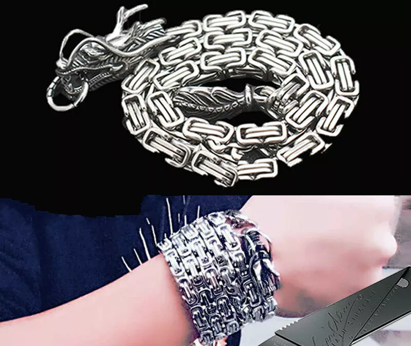 EDC Tactical Steel Whip Kung Fu Bracelet Whip Necklace Waist Chain