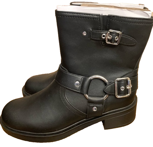 Connor Ankle Motorcycle Boots Genuine Faux Leather Memory Foam Size 8 w - Picture 6 of 8