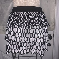 Vintage Newport Ruffle Skirt Womens Black White Polka Dot Y2K 90s Sz Medium