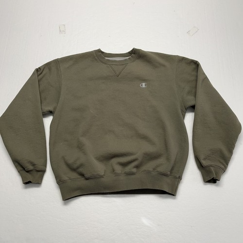 Champion Sweater Adult Medium Army Green Solid Pullover Crewneck Sweatshirt