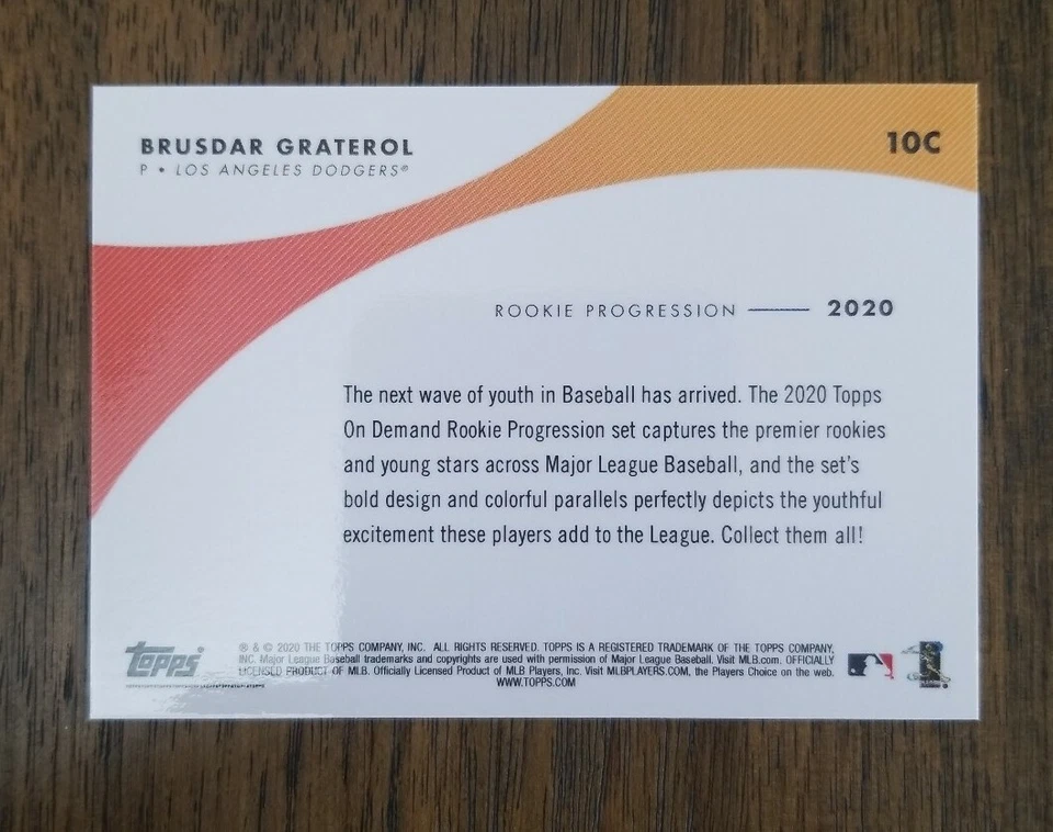 2020 Topps Rookie Progression Brusdar Graterol Purple Parallel RC 03/25 Dodgers - Image 2 of 2