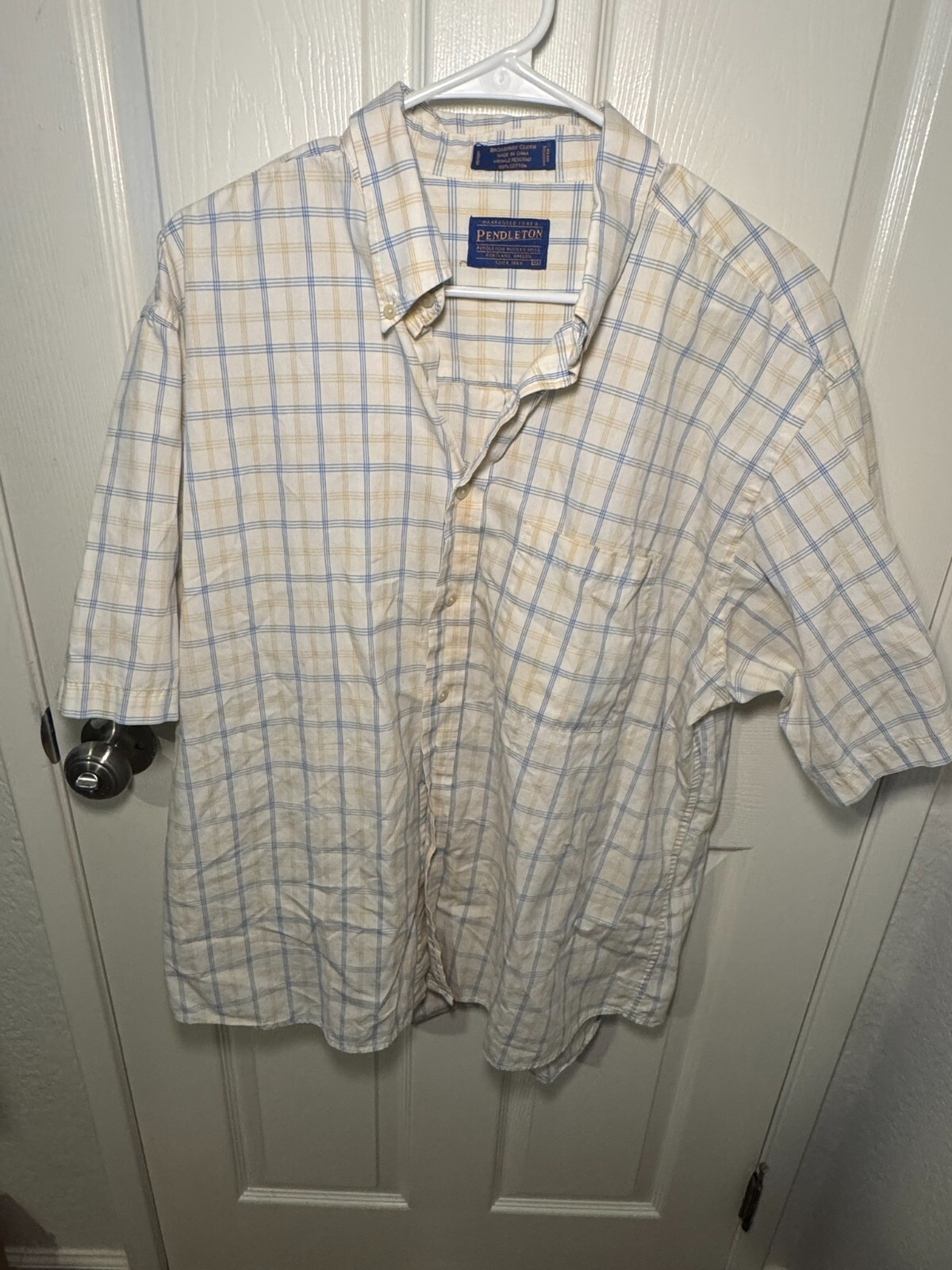 Pendleton Windowpane Pattern Shirt Button Down SZ… - image 1