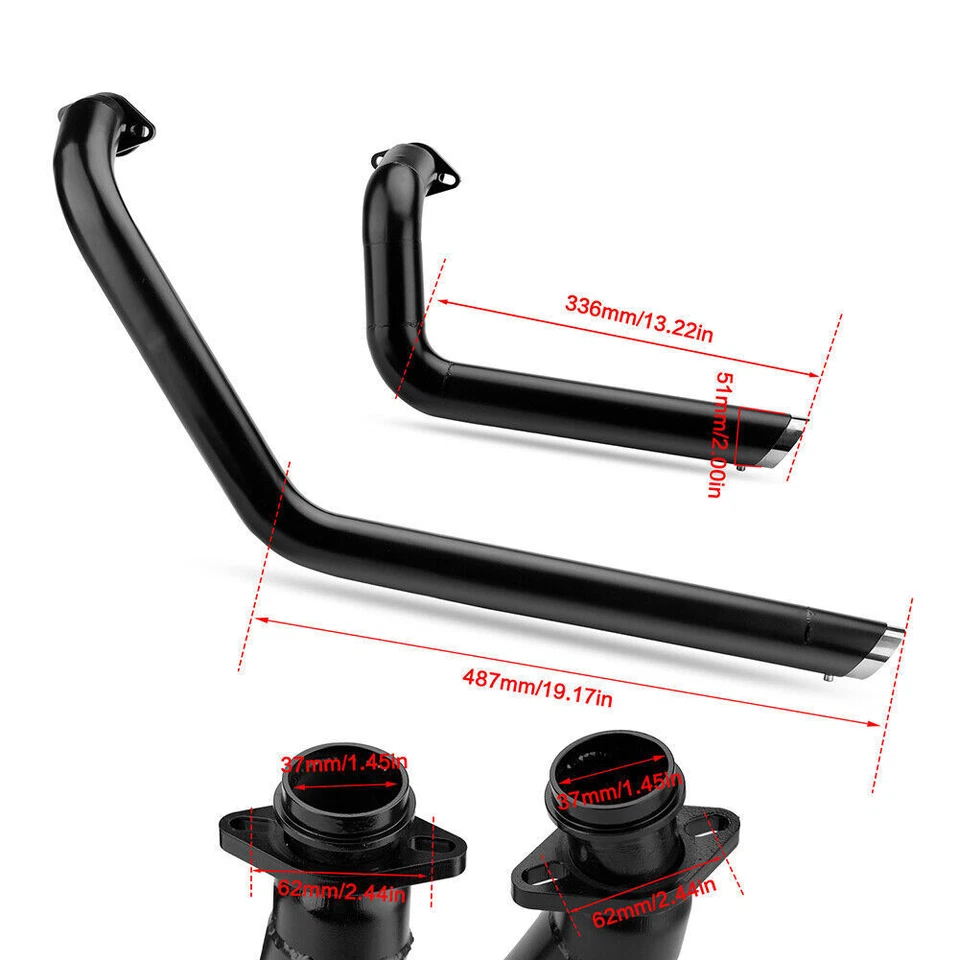 Shortshots Staggered Exhaust Pipe Kits For Kawasaki Vulcan 800 VN800 EN800 VN400 - Imagem 2 de 4