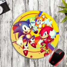 SONIC MANIA YELLOW ROUND NEOPRENE PC MOUSE PAD MAT HOME SCHOOL OFFICE GIFT