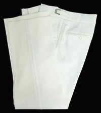Men's White Tuxedo Pants Adjustable Waist with Satin Stripe Machine Washable