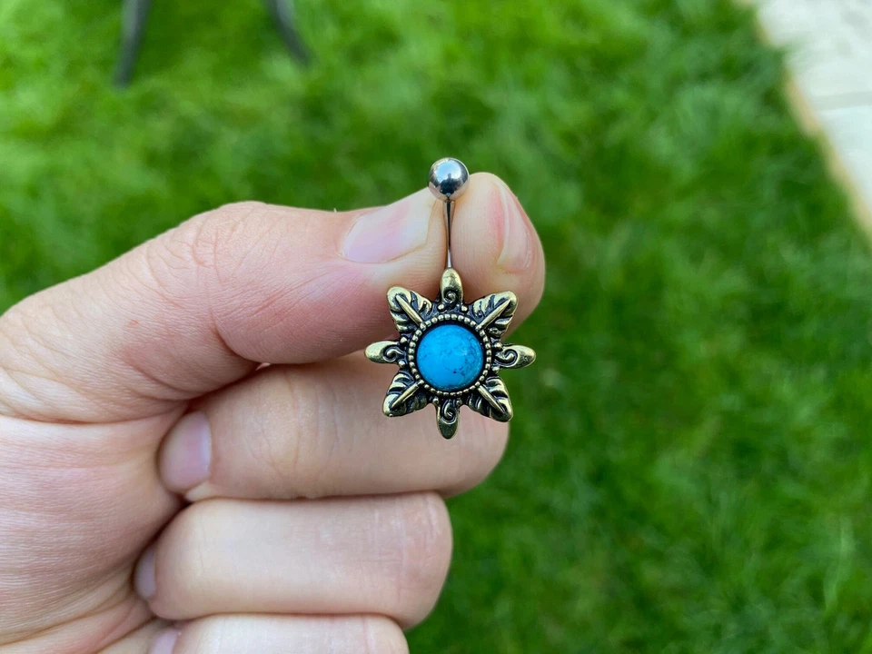 Crystal Flower sunflower Summer Bikini Crystal Navel Belly Button. - Image 3 of 4