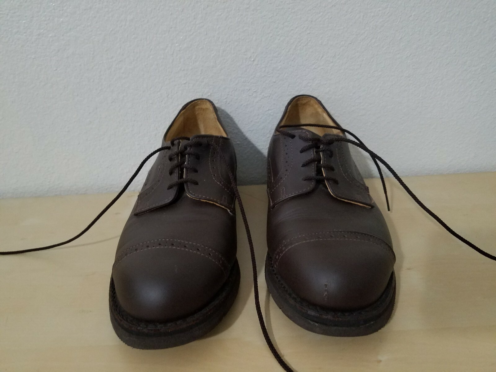 SAOLA Strand Cap Toe Oxford scarpe uomo 8 D marrone suola Vibram 30037 made in usa