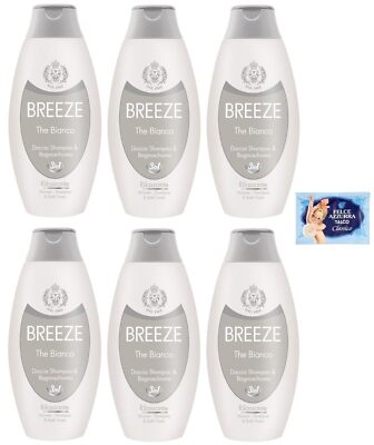 6x Breeze The White Dusch-Shampoo Und Duschgel 400ml+Talkum 100g