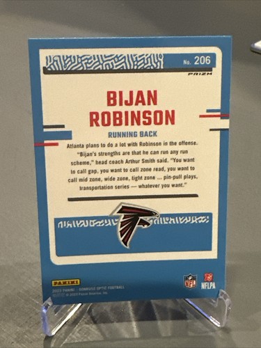 2023 Panini Donruss ottico Bijan Robinson verde velocità rating rookie #206 RC! - Foto 2 di 2