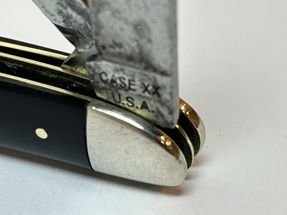VINTAGE CASE XX SMALL 2 BLADE PEANUT SLICK BLACK POCKET KNIFE 2220