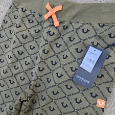 NWT True Religion Logo Print Jogger Pant Mens Size Large Olive Green Sweatpants