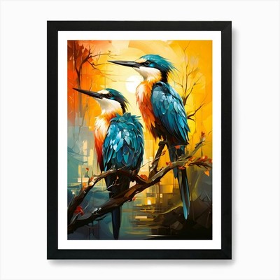 Harmonische Herde Vögel zusammen Kunst gerahmtes Wandbild Poster Leinwanddruck Bild