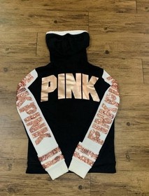 PINK VS ROSEGOLD BLING HOODIE AND MATCHING SWEATPANTS OUTFIT M