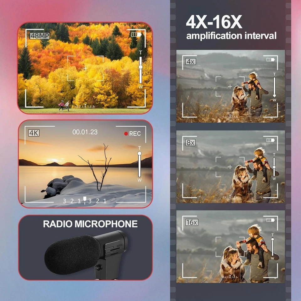 Kit de micrófono vlogger WiFi cámara enfoque automático Pro 4K 60FPS Foto 3 de 4