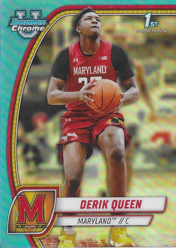 2024-25 Bowman University Chrome #19 Derik Queen Sky Blue Refractor