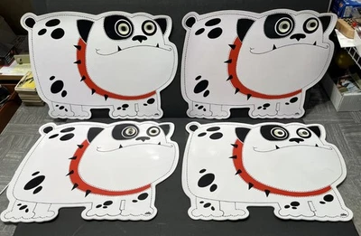 4er Set Stotter 17" x 121/2" Bull Dog Vinyl Tischsets mit 3-D Optik Augen - Bild 1 von 4