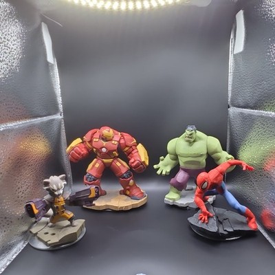 Disney Infinity Marvel Character Figures Hulk Iron Man Spider-Man Rocket
