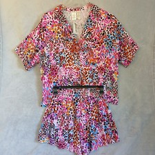 Jessica Simpson 2-Pc Pajama Leisure Set Women's Size Large Pink Multicolor NWT