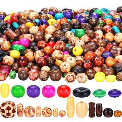WILLBOND 1300 Pieces Wooden Beads for Crafts Small, Yellow,Blue,Rainbow 