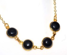 Collana lunetta rotonda onice nera placcata oro 17" regalo gioielli vendita moda GW