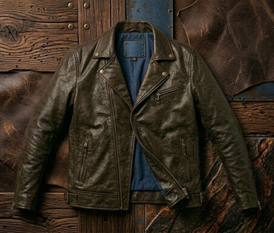 The ''MOO-dy'' Masterpiece: 100% Pure Cowhide Rebellion, Double-Breasted Biker