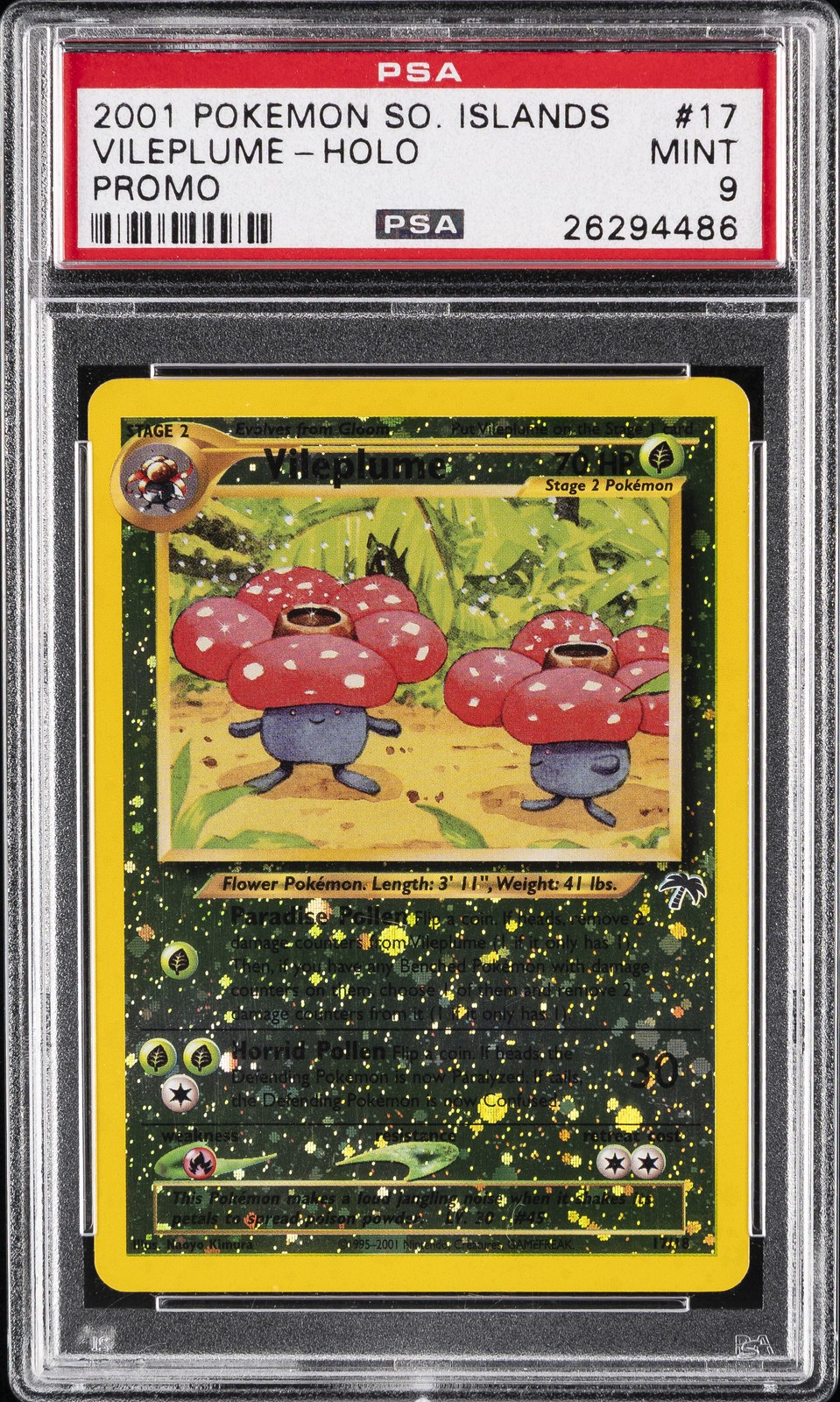 2001 POKEMON SOUTHERN ISLANDS PROMO #17 VILEPLUME-HOLO PSA 9