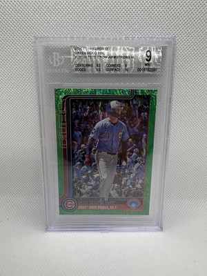 Topps 2025 Pete Crow-Armstrong #US164 Chicago Cubs Green Foil /99, BGS 9