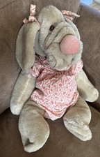 Adorable Vtg Ganzbros Wrinkles Plush Hound Dog Hand Puppet w/ Collar  Outfit
