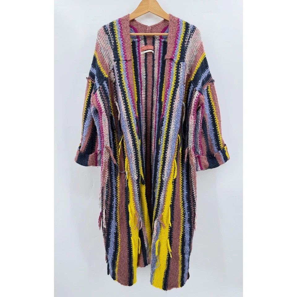 Cárdigan Suéter Anthropologie Pilcro Dreamer Plumero Rayas Boho M/L Pequeño Foto 3 de 4