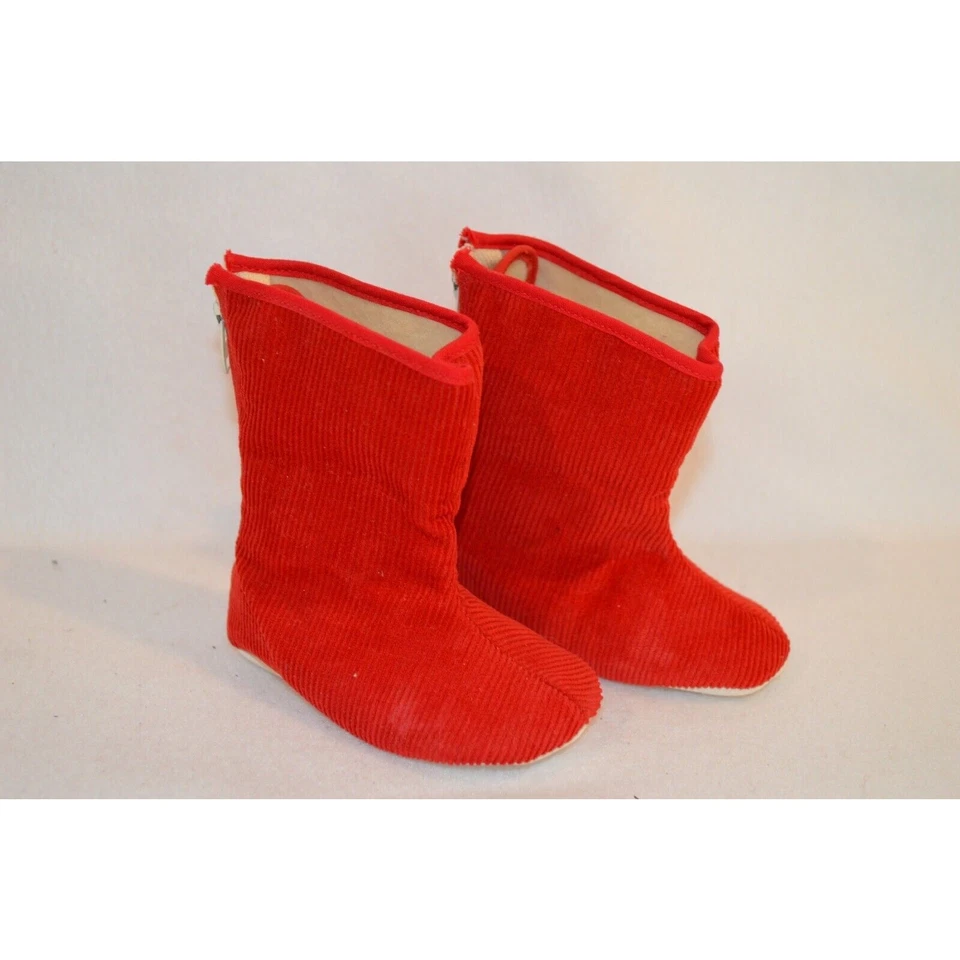 Zapatos de pana rojos infantiles vintage años 60 bebé ciervo talla 1 nacimiento - 6 semanas Foto 4 de 4