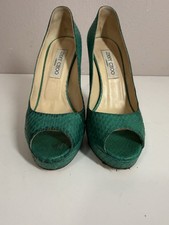 Jimmy Choo Snakeskin Peep Toe Platform Pumps Heels Sz 37.5 US 7.5