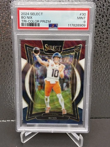 2024 Select Tri-color Prizm Bo Nix Psa 9 Card