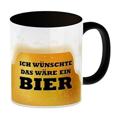 Ich wünschte das wäre ein Bier Kaffeebecher Schwarz