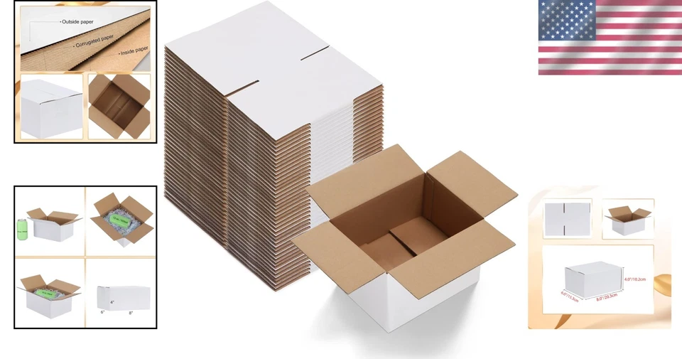 Versatile 40-Pack Shipping Boxes 8x6x4 - Perfect for Mail, Gifts & Organization - Image 2 of 4