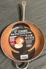 Red Copper Ceramic Infused Cookware Non Stick Frypan Skillet Pan New 12"