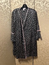 Oscar de la Renta Pink Label Vintage Black Floral Nightgown Robe Set Medium M