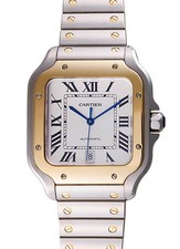 CARTIER Santos De Cartier LM W2SA0006 Silver 18K Yellow Gold & Stainless Steel
