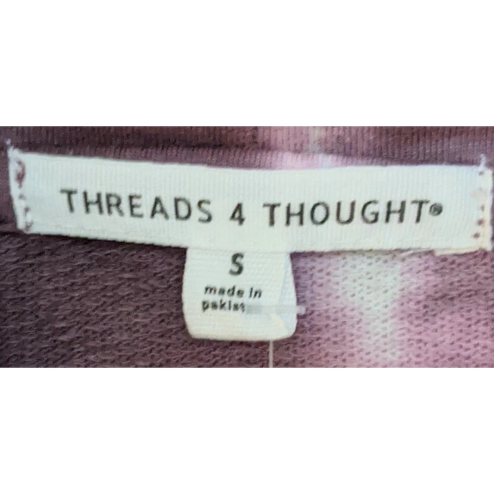 Threads 4 Thought Hoodie Womens S Purple Tie Dye Hooded Sweatshirt Crop Pullover - Image 3 of 4